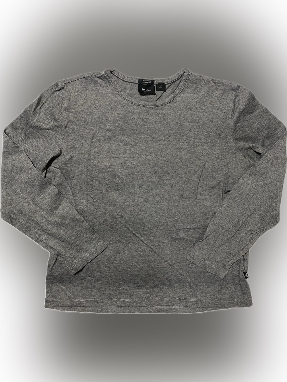 Hugo Boss Men's Long-Sleeve Crewneck Tee in Heather Gray